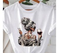 Shein Camiseta de mujer con el eslogan inspirador y positivo "Solo respira", una divertida camiseta para amantes del vino adecuada para todas las estaciones