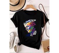 Shein Camiseta de mujer con estampado a tamaño completo, Camiseta de Rod Stewart, CALIENTE/Caliente, CALIENTE- Gráfico de arte caliente-Nueva camiseta