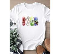 Shein Camiseta de mujer con estampado "Boo-tiful Bites", camiseta con fantasma lindo y espeluznante, camiseta de otoño para mujer, camiseta de amante de las
