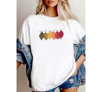 Shein Camiseta de mujer con estampado botánico, camiseta con hojas de otoño para ella, camiseta de "planta lady", camisetas de otoño, camiseta de Acción de