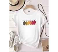 Shein Camiseta de mujer con estampado botánico, camiseta con hojas de otoño para ella, camiseta de "planta lady", camisetas de otoño, camiseta de Acción de