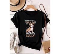 Shein Camiseta de mujer con estampado "Bully XL Pitbull Owner Property Of A Spoiled American Bully Gift" Camiseta unisex