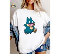 Shein Camiseta de mujer con estampado de juguete de peluche del personaje de Pokémon Quaxly, de color azul, versátil, transpirable, ropa de diseñador, cómod