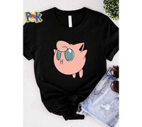 Shein Camiseta de mujer con estampado de juguete de peluche rosa lindo con diseño de dibujos animados, camiseta de verano casual para mujer, camiseta gráf