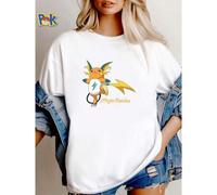Shein Camiseta de mujer con estampado de la Mega Evolución de Pikachu, de manga corta, cómoda, suave, de moda unisex, con gráfico estirado para uso diario,