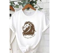 Shein Camiseta de mujer con estampado de Las Crónicas de Narnia, "Valor, corazón mío" El león, amante de los libros, club de gusanos literarios, biblioteca,