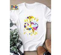 Shein Camiseta de mujer con estampado de Mareep, Flaafy y Ampharos "Ovejas eléctricas" // Johto // Gen2 // Tipo eléctrico // Lindo // Brillante // Colorid