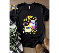 Shein Camiseta de mujer con estampado de Mareep, Flaafy y Ampharos "Ovejas eléctricas" // Johto // Gen2 // Tipo eléctrico // Lindo // Brillante // Colorid