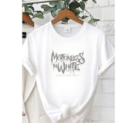 Shein Camiseta de mujer con estampado de Motionless In White Graveyard Shift, camiseta ajustada para hombre, talla extra grande, color negro