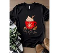 Shein Camiseta de mujer con estampado de otoño, "Baby It's Cold Outside", estrella de anÃs, palo de canela, café navideño, camiseta suave premium unisex