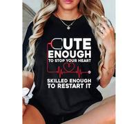 Shein Camiseta de mujer con estampado de pata, blusa casual negra, patrón de pata blanco, mangas cortas, cuello redondo, opción ideal para amantes de mascot
