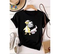 Shein Camiseta de mujer con estampado de Pokémon Ampharos, camiseta gráfica de manga corta de moda y cómoda para hombres y mujeres, prenda superior versÃ