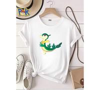 Shein Camiseta de mujer con estampado de Pokémon Tomy McDonalds Servine Mini Figure para uso diario, con estampado, cuello redondo, manga corta, gráfico, ro