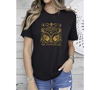 Shein Camiseta de mujer con estampado de tabla ouija, camiseta de Halloween, camiseta con vibras brujas, camiseta con manos de hamsa, camiseta celestial, ca