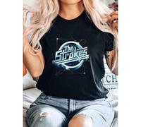 Shein Camiseta de mujer con estampado de The Strokes, camiseta de rock, música Last Nite New Room On Fire, mercancía de algodón pesado de manga larga o cort