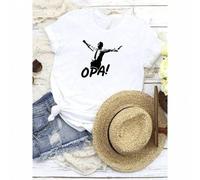Shein Camiseta de mujer con estampado de Zorba, camiseta de baile griego Zorba el griego, regalo de Grecia OPA