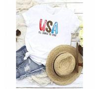 Shein Camiseta de mujer con estampado del DÃa de la Independencia, "USA I'll Drink To That", 4 de julio, Libertad Orgullosa América, Fuegos artificiales,
