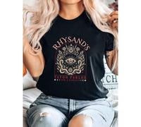 Shein Camiseta de mujer con estampado del tatuaje de Rhysand, camiseta de la Parlor de tatuajes, Feyre y Acotar Velaris, serie de novelas de The Night Court