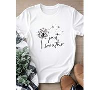 Shein Camiseta de mujer con estampado "Just Breathe", "Hope", "Life", "Eco-Friendly", "Relaxing", "Yogi Style", "Positive", Camiseta de yoga y meditación pa