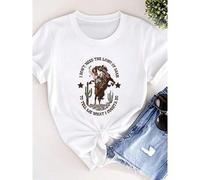 Shein Camiseta de mujer con estampado retro y comodidad, "No necesito las leyes de los hombres para decirme lo que debo hacer" Camiseta, regalo de vaquera,