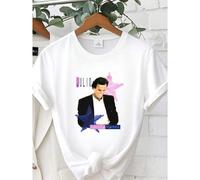 Shein Camiseta de mujer con estampado vintage de Julio Iglesias Starry Nights World Tour, talla grande, años 90