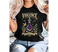 Shein Camiseta de mujer de 100% algodón puro con estampado de patrón de boticario fantástico - Basgat War Academy Purple Roland Sorengail Dragon Knight Zede