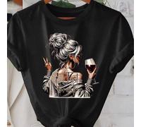 Shein Camiseta de mujer de manga corta, cuello redondo, con gráfico de lema motivacional "Just Breathe" (Solo respira), de corte relajado, adecuada para pri