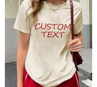 Shein Camiseta de mujer de manga corta personalizada, agrega tu propio texto (cita/frase especial/frase divertida/nombre/eslogan, etc.), elige tus colores y