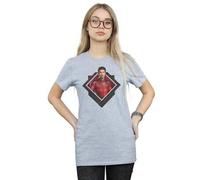 Shein Camiseta de novio de algodón con el escudo de la película Shang-Chi y la leyenda de los Diez Anillos para mujeres/damas (Gris deportivo)
