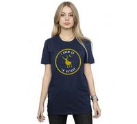 Shein Camiseta de novio de algodón con estampado de Sven de Frozen 2 "Crecí en la naturaleza" para mujeres/señoras (azul marino)