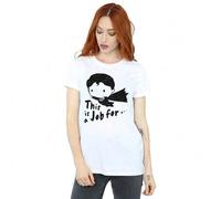 Shein Camiseta de novio de algodón con estampado de "This Is A Job For Sketch" de Supermán para mujeres/señoras (Blanco)