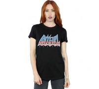 Shein Camiseta de novio de algodón con logo americano de Batgirl para mujer/dama (negro)