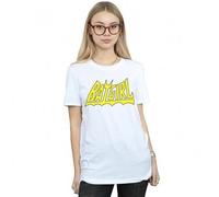 Shein Camiseta de novio de algodón con logo de Batgirl para mujer/dama (Blanco)