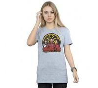 Shein Camiseta de novio de algodón con logotipo del grupo Shang-Chi y los Diez Anillos para mujeres/damas (Gris deportivo)