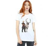 Shein Camiseta de novio de algodón con Sven y Kristoff de Frozen 2 para mujeres/señoras (Blanco)