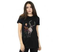 Shein Camiseta de novio de algodón con Sven y Kristoff de Frozen 2 para mujeres/señoras (negro)