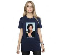 Shein Camiseta de novio de algodón "Han Solo May The Force" para mujer/dama (azul marino)