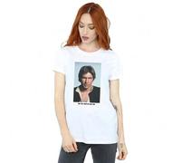 Shein Camiseta de novio de algodón "Han Solo May The Force" para mujer/dama (Blanco)