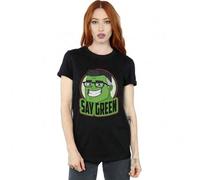 Shein Camiseta de novio de algodón negro para mujer/dama con el texto "Hulk dice verde" de Avengers: Endgame
