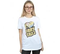 Shein Camiseta de novio de algodón para mujer/dama con el texto "Beauty and the Beast I Love Fairy Tales" (Blanco)