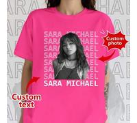 Shein Camiseta de pareja personalizada estilo hip-hop vintage, Amo a mi novia, se pueden añadir fotos y texto, cumpleaños, Día de la Madre y otros regalos d