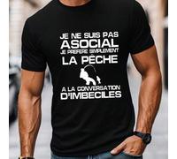 Shein Camiseta de pesca: "Prefiero pescar que hablar tonterías", camiseta de cuello redondo para hombre, 220 g/m², para verano, de puro algodón, manga corta