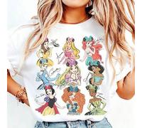 Shein Camiseta de Princesa Disney en Acuarela, Camiseta de Princesa del Reino Mágico, Camiseta de Viaje para Niñas, Princesa del Castillo en Acuarela, Regal