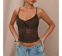 Shein Camiseta de punto de malla texturizada para verano, adecuada para citas, tardes de té, reuniones con amigos, vacaciones, viajes a la playa, escapadas