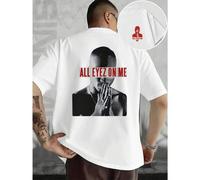 Shein Camiseta de rapero "All Eyez On Me", camiseta para hombre con beidseitigem Aufdruck, modisch, l?ssig, Rundhalsausschnitt, 220 g/m2, reine Baumwolle (1