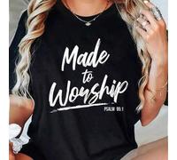 Shein Camiseta de regalo con versículo del salmo "Fe y alabanza", 100 % algodón, para líder cristiano de adoración