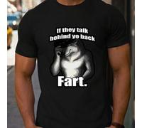 Shein Camiseta de San Valentín "If They Talk Behind Yo Back Fart" para hombre, 1 pieza, cuello redondo, informal, algodón puro grueso de 220 g/m²