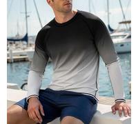 Shein Camiseta de surf de manga larga con cuello redondo y efecto degradado para hombre