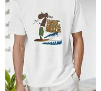 Shein Camiseta de surf Hang Moose (camiseta de verano para hombre), cuello redondo, 220 g/m², para verano, de puro algodón, manga corta (1 pieza)