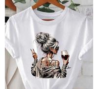 Shein Camiseta de talla grande para mujer con el eslogan inspirador y positivo "Solo respira", una camiseta divertida para amantes del vino. Casual de veran